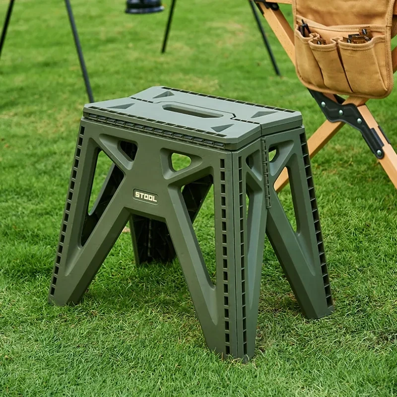 Portable Outdoor Folding Stool, Camping Fishing Chair, High Load-Bearing, Reinforced PP Plastic Triangle Stool