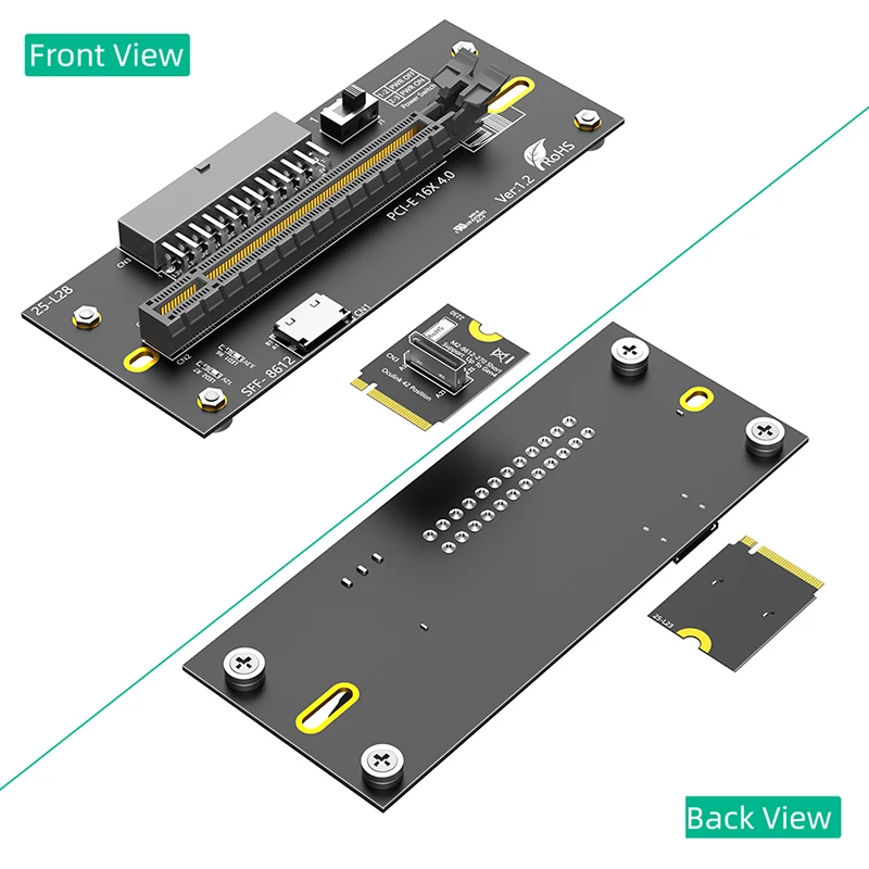 M.2 to PCIe4.0 ライザーカード、ATX 24ピン電源付き、M2 NVME 2230 to PCI Express X16、OCulink SFF-8612/8611延長ケーブル付き