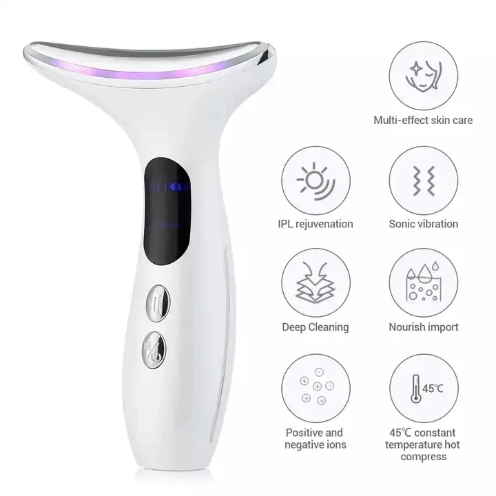 Home Use Face & Neck Lifting Massager Heat Vibration Neck Beauty Device for Skin Tighten Anti-Wrinkle Anti-aging