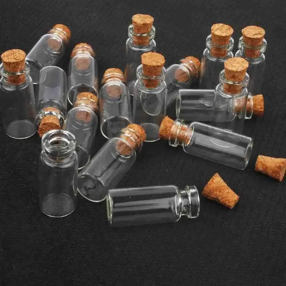 

10pcs Small Glass Bottles Clear Cork Stopper Wedding Vials 24x12mm Jewelry Spell Jars