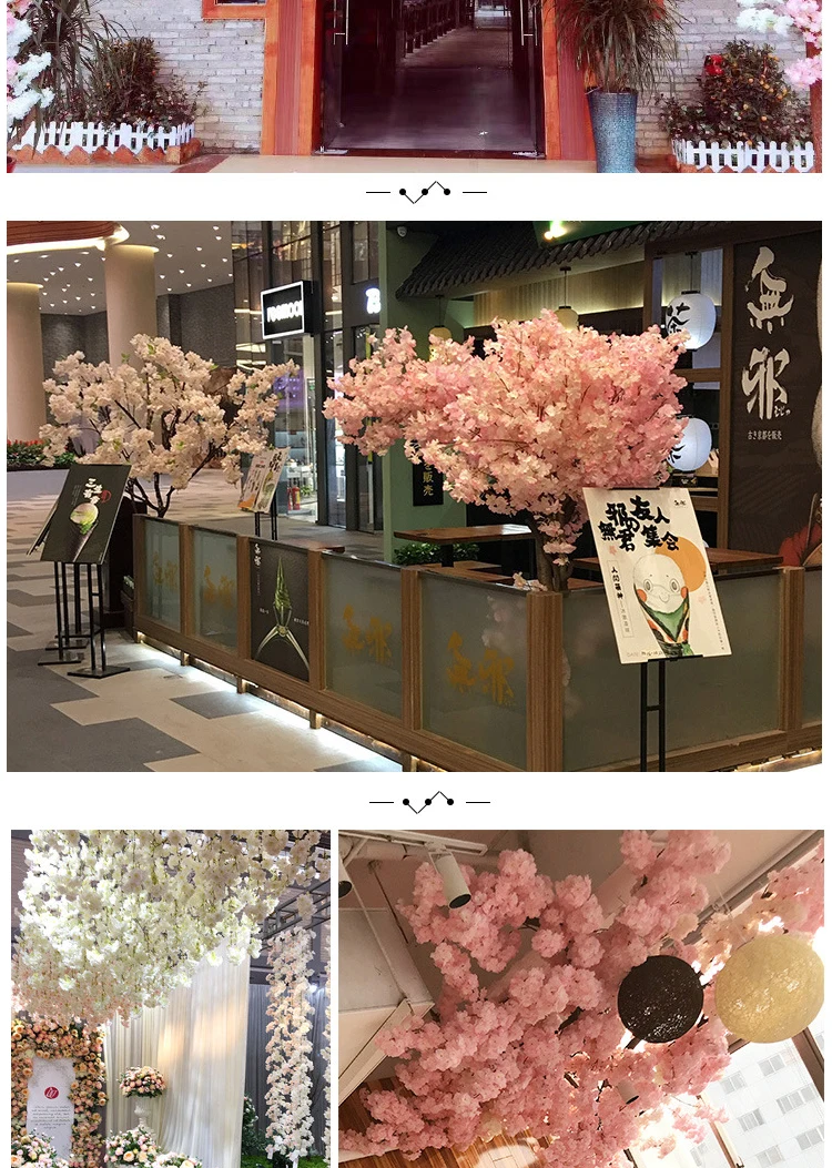 Künstlicher Kirschblütenbaum Rosa Weiß Seidenblume Zweig für Hochzeit Bogen Bonsai DIY Zuhause Party Dekoration – Detail 9