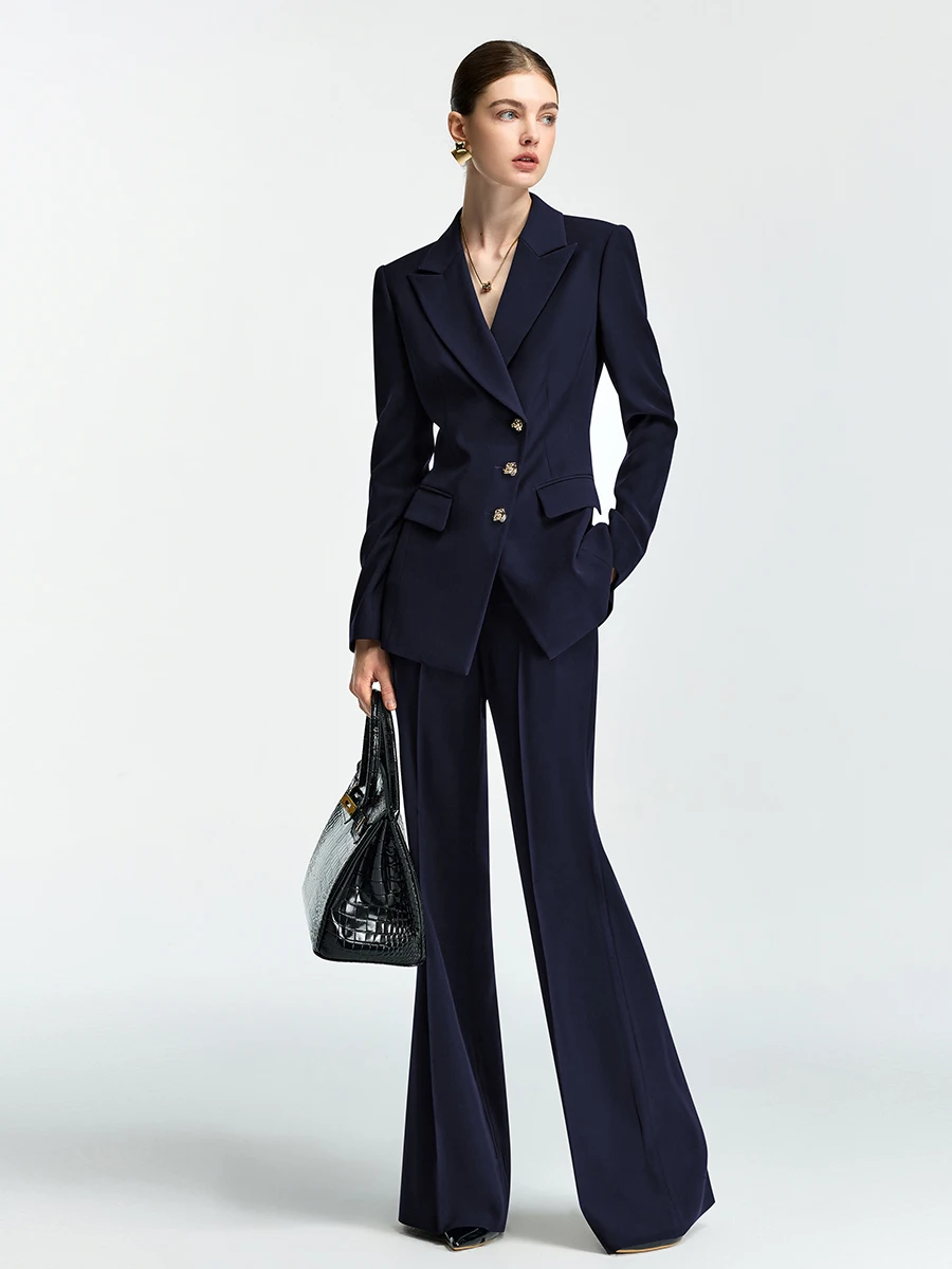 

Деловой женский костюм с расклешенными брюками: модный, высококачественный, для офиса, элегантный, для деловых встреч, комплект с белой рубашкой