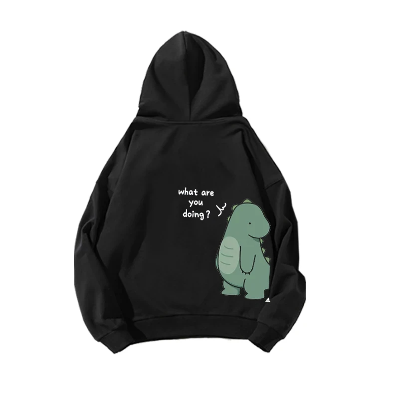 2024 New Trendy Men\'s Rock Ni Shirt Cute Dinosaur Printed Long Printed Hoodie Sweatshirt Hoodie Fashion Casual Couple Hoodies