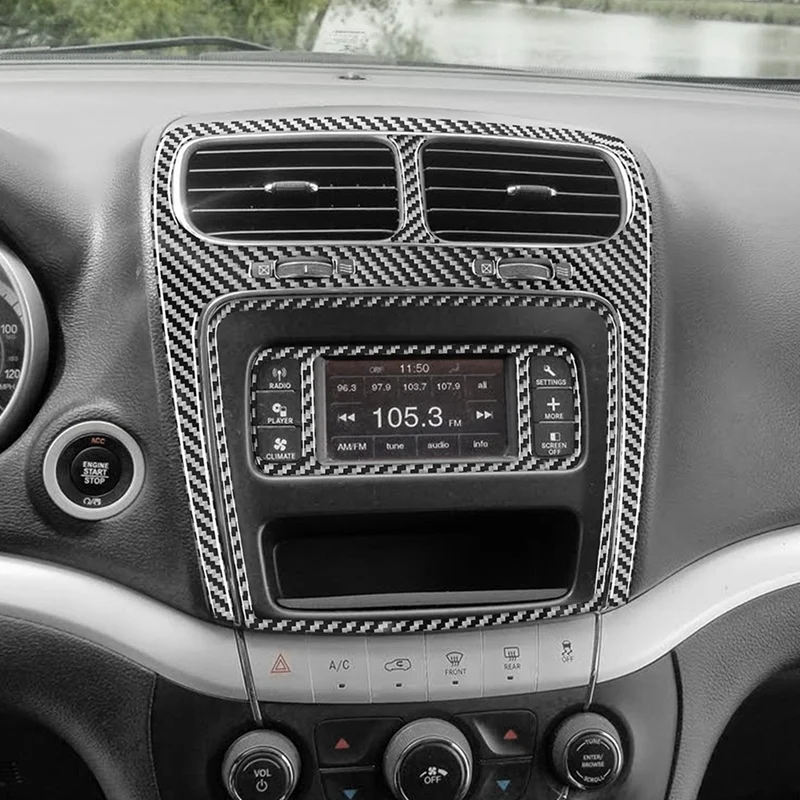 Carbon Fiber For Dodge Journey 2011-2017 Center Air Vent Multimedia Radio Trim Frame Sticker Cover Interior Accessories image 2