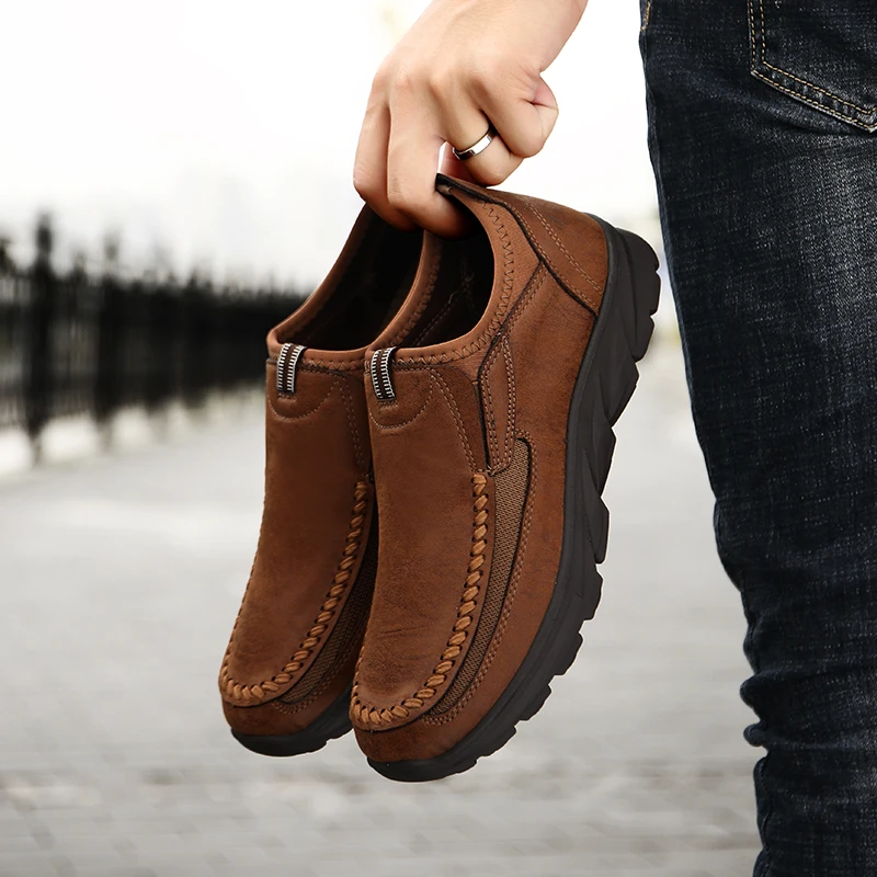 Leather Men Casual Shoes Zapatos Brand New Men Loafers Moccasins Breathable Slip on Driving Shoes Plus Size 39-48 Drop Shipping
