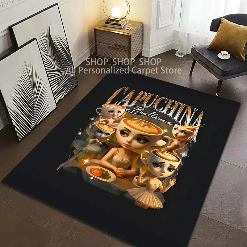 6 Style Funny Virtual Italian Brainrot Pattern Carpet for Living Room Bedroom Sofa Home Decor Non-slip Floor Mat Large Size