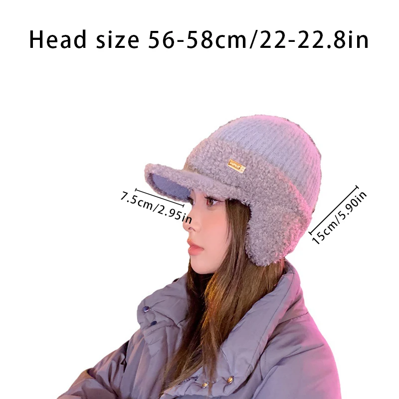 Autumn and winter new knitted cap cold wind duck tongue hat thickened warm wool cap outdoor versatile riding ear protection cap