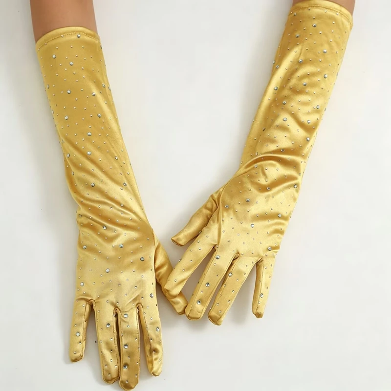 

Ladies Elastic Satin Sparkling Gloves Bridal Wedding Photography Decoration Gloves Party Dress Accessories