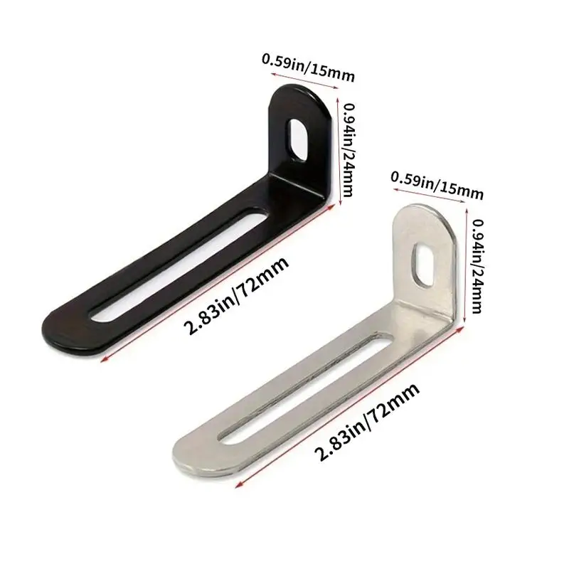 L-Shaped Adjustable Angle Bracket, Suitable for Various Furniture, Beds, Chairs, Tables, Silver and Black, Hardware Accessories