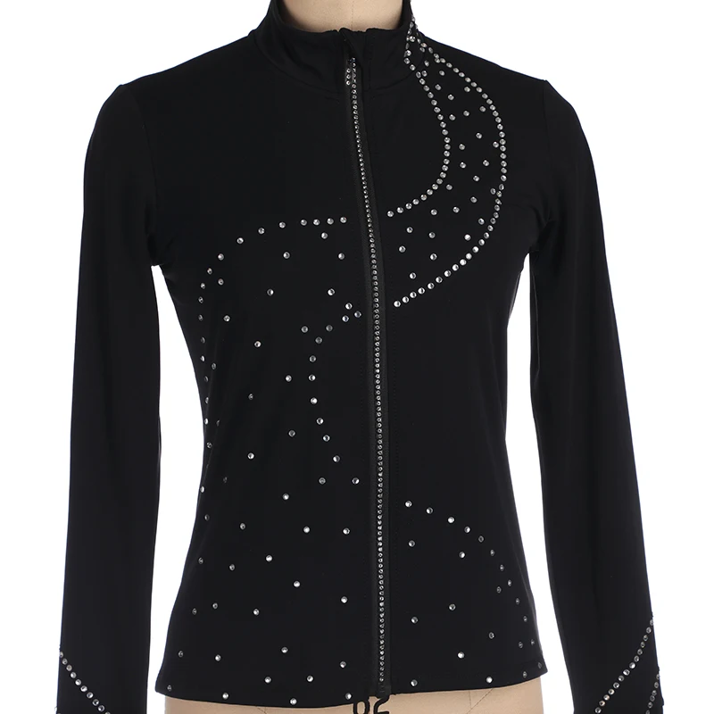 Figure Skating Jacket, Girls' Training Competition, Warm , Diamond Dance Jacket, Solid Color Women'S Gymnastics Sportswear