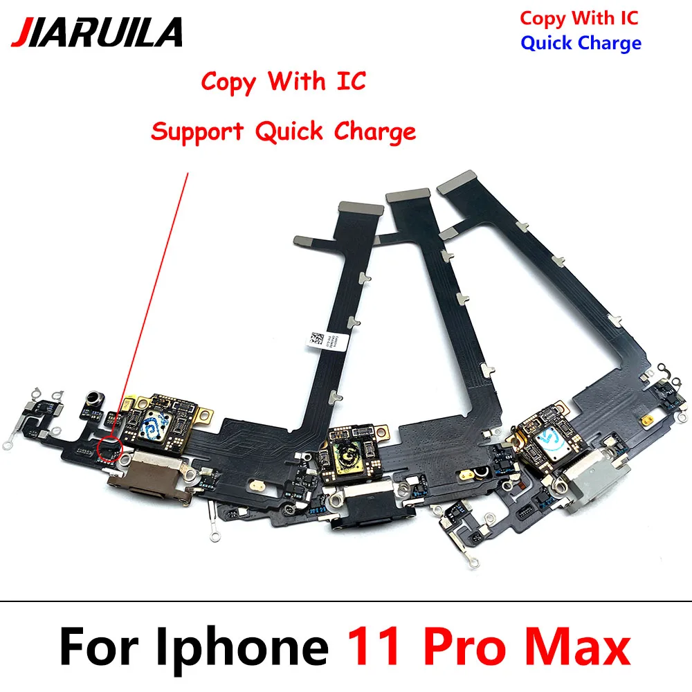 Imagem -03 - Carregamento Flex para Iphone 11 Pro para Iphone 11 Pro Max Porta Carregador Usb Doca Conector Plug com Placa ic Cabo de Fita Substituir