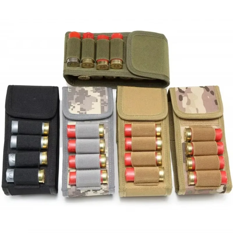 16 Round Shotgun Shell Holder Pouch Molle Waist Bag 12Gauge 12GA Outdoor Hiking Hunting Bullet Ammo Cartridge Magazine Holster