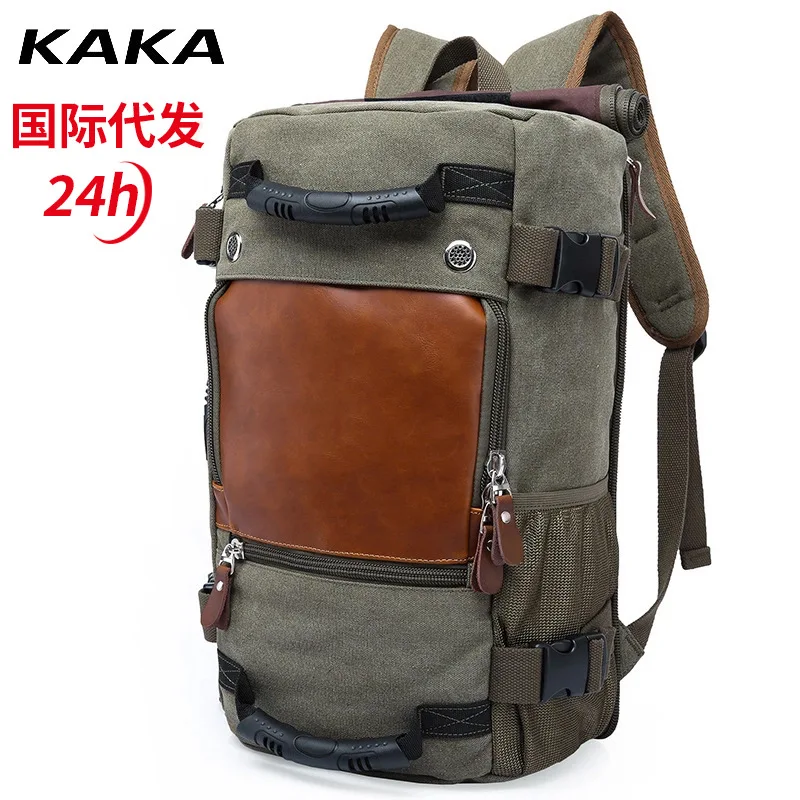 Artsy Vintage Leisure Gaya Korea Kanvas Kapasitas Besar Pria Perjalanan Multifungsi, Tas Selempang Hiking Luar Ruangan Tas Tote