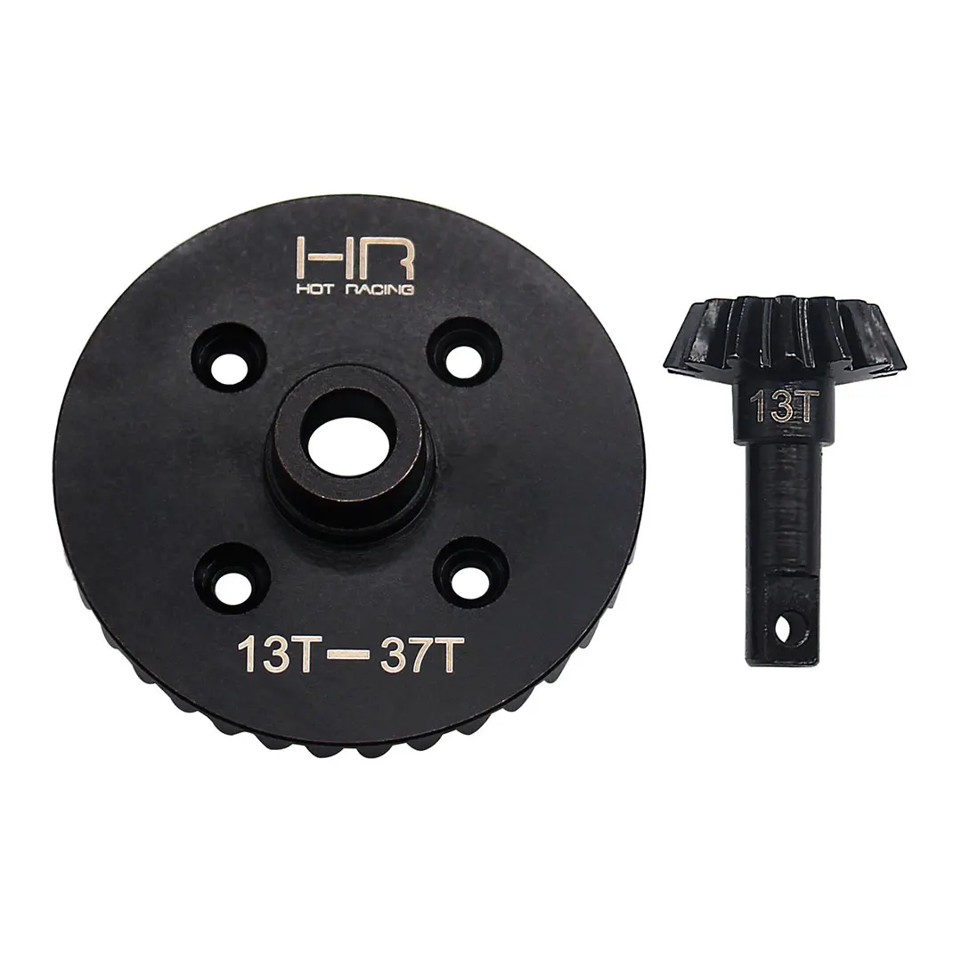 Hot Racing SMXX3713F/R High-Carbon Steel Spiral 37T Ring+13T Pinion Diff Gear Set 1/10 Maxx 4WD Replace 8978/8977
