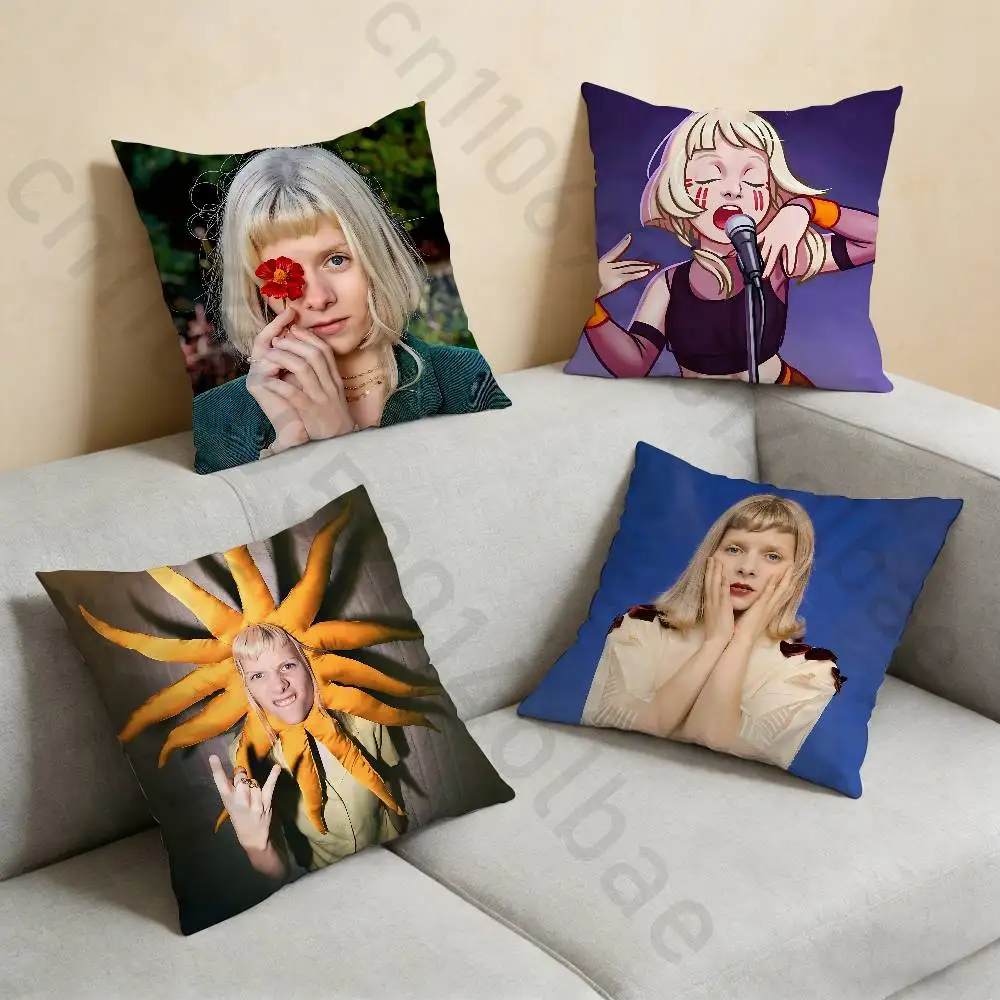 

A-aurora aksnes Pillow Case Square Double-Sided Printing Short Plush Sofa Cushion Cover Bedroom Bedside Pillow