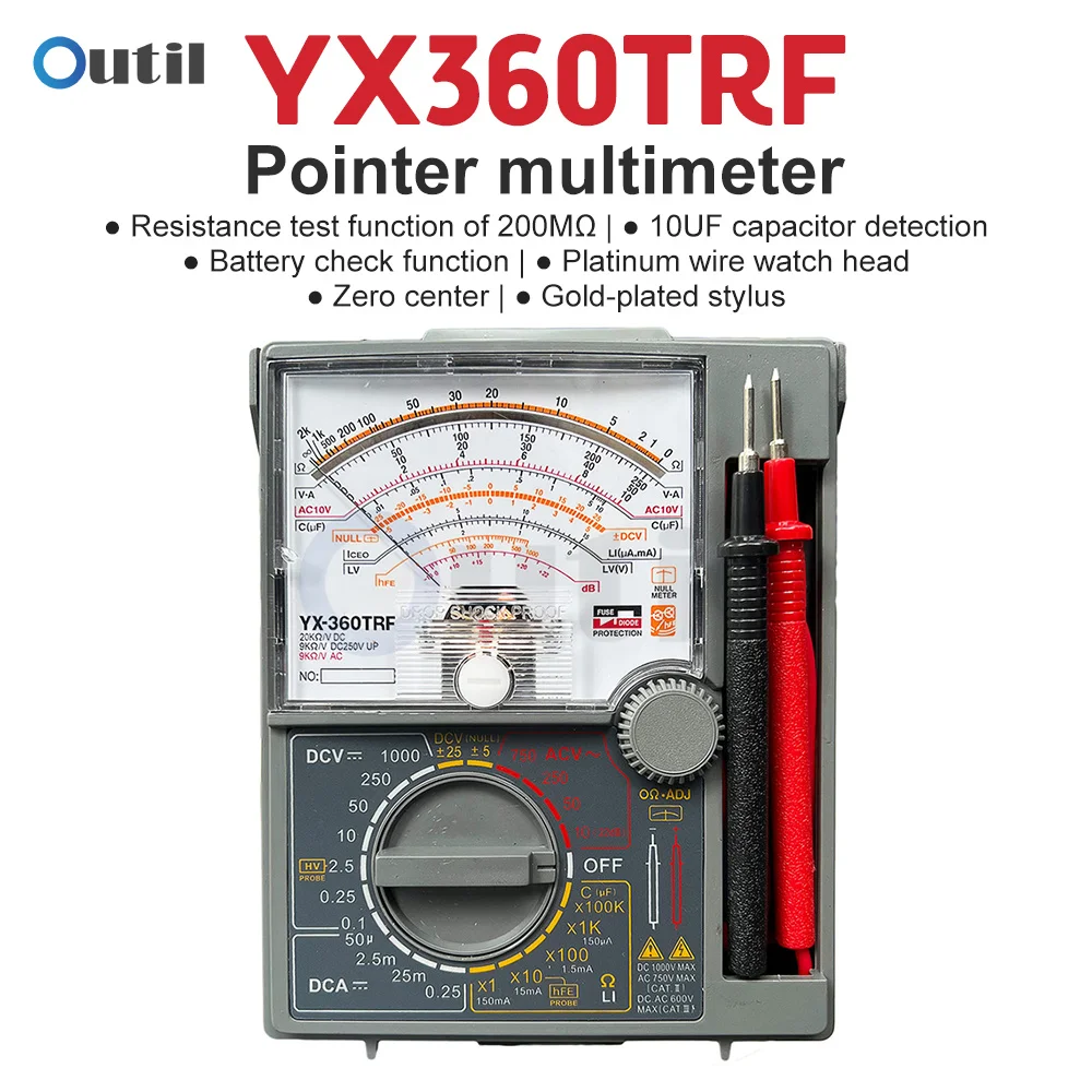 YX360TRF Anglog multimetro tipo puntatore multimetro zero center strumento AC/DC tensione 200Mohm Tester di misurazione della resistenza