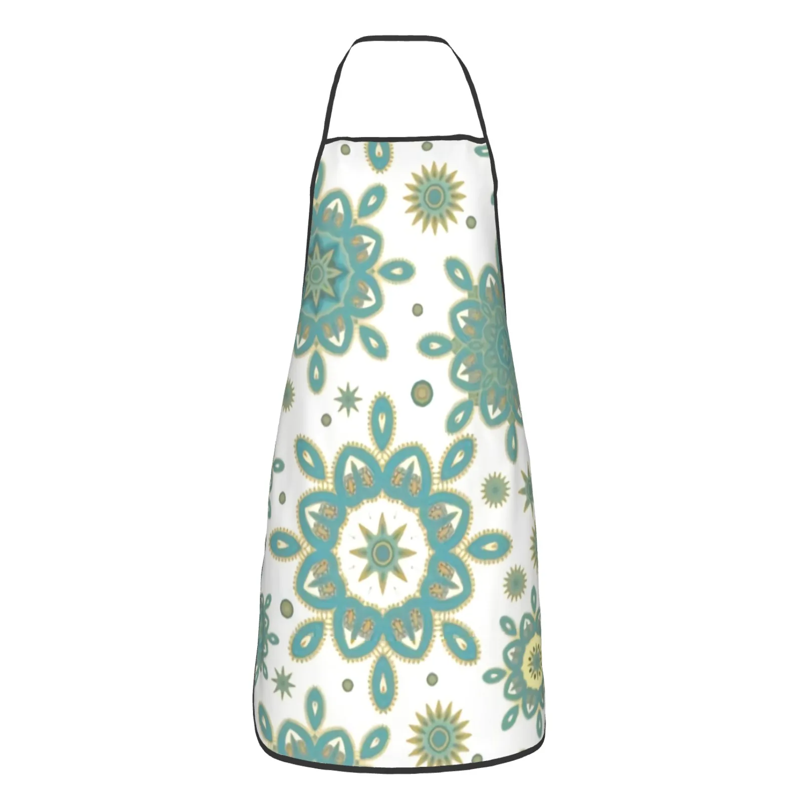 Watercolor Style Polyester locking hem Apron Home Cooking Baking Kitchen Sunflower Apron White Leaf White Limb White Daisy