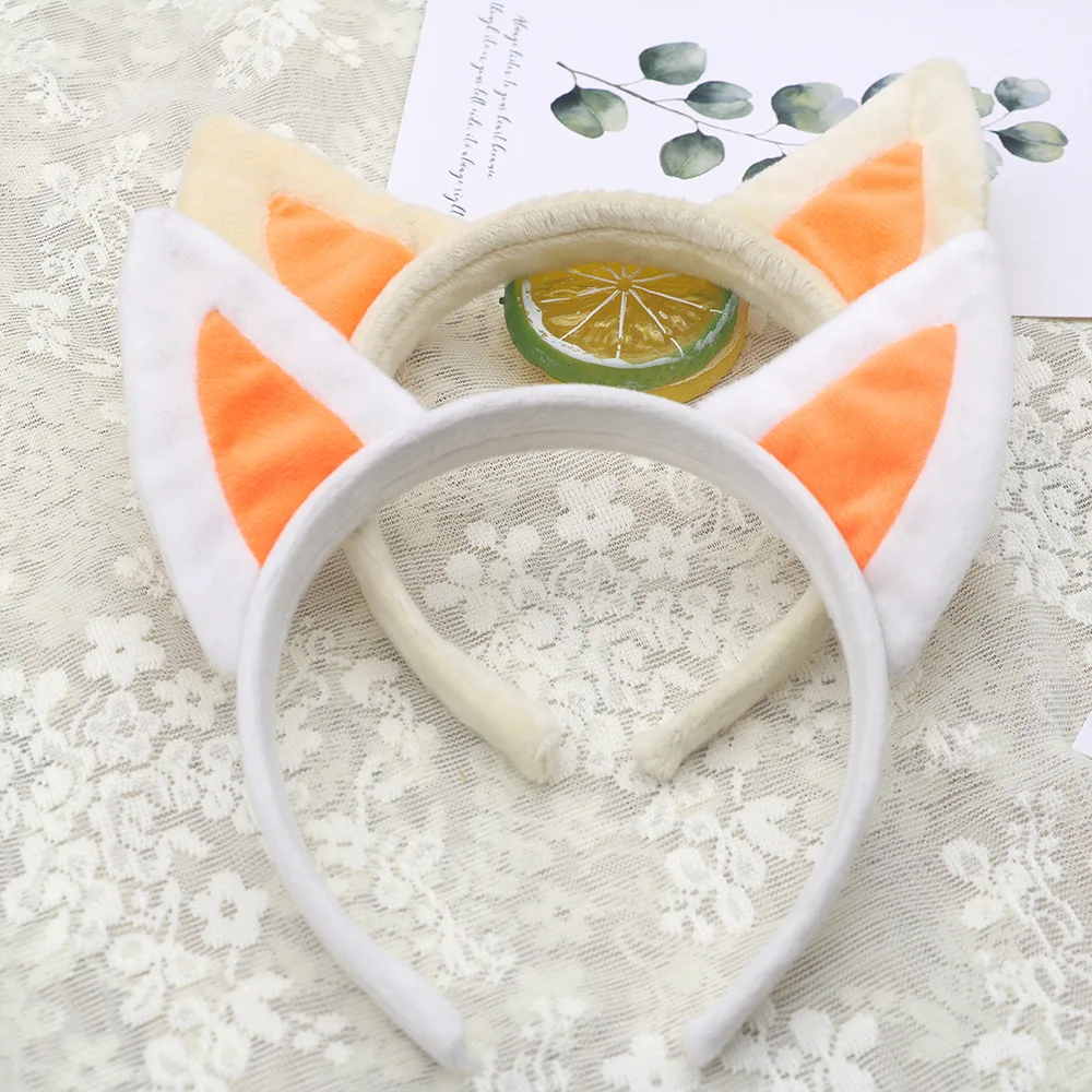 Cute Lolita Plush Long Horn Lamb Headbands Cosplay Kawaii Animal Costumes Props Black Goat Ears Headdress Fox Hair Accessories