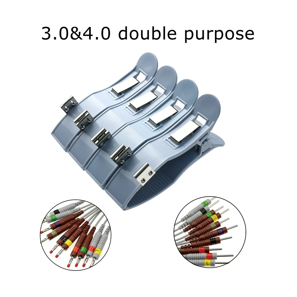 

4pcs/set Nickel-plated EKG clamp,3.0&4.0 double purpose,bule col