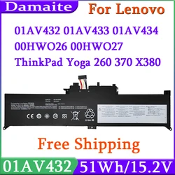 01AV434 01AV432 Laptop Battery 00HW026 00HW027 For Lenovo ThinkPad Yoga 260 370 X380 SB10K97589 SB10K97590 SB10K97591 51WH