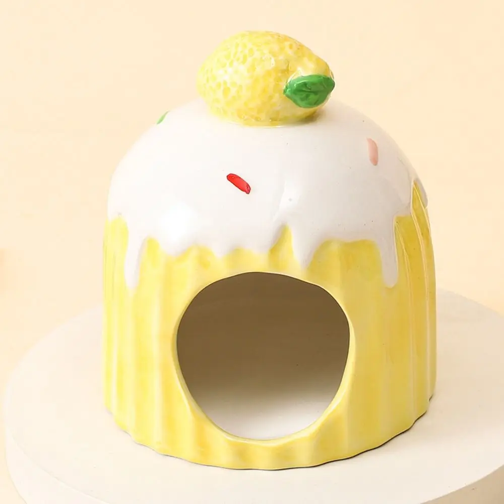 ハムスター造園用品セラミックハムスター巣ケーキ型冷却ペット小さな家かわいいクリエイティブハムスターベッド夏