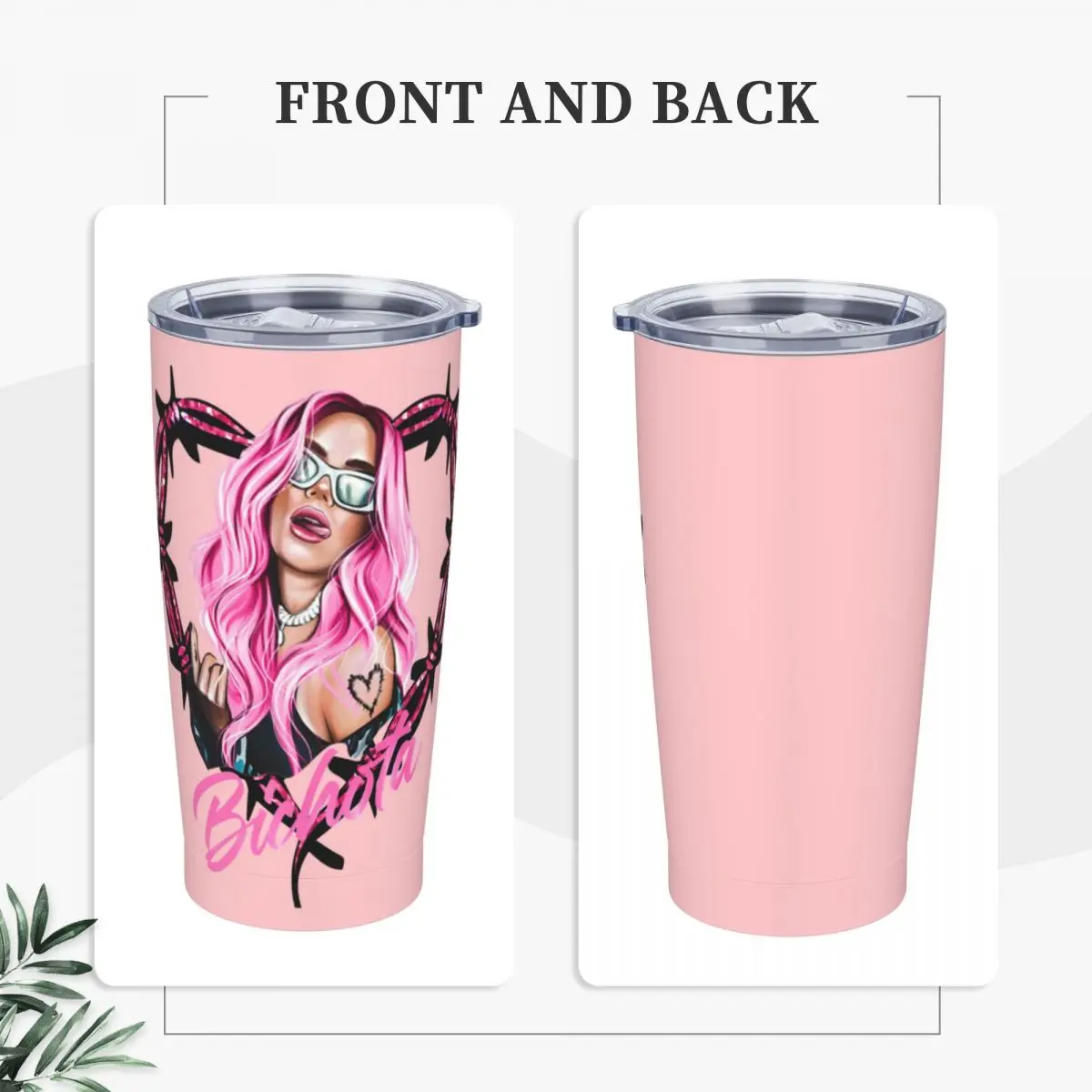 K-Karol G Music Singer Stainless Steel Tumbler Pink Columbia Car Mugs Design Thermal Cups Cold and Hot Milk Tea Water Bottle