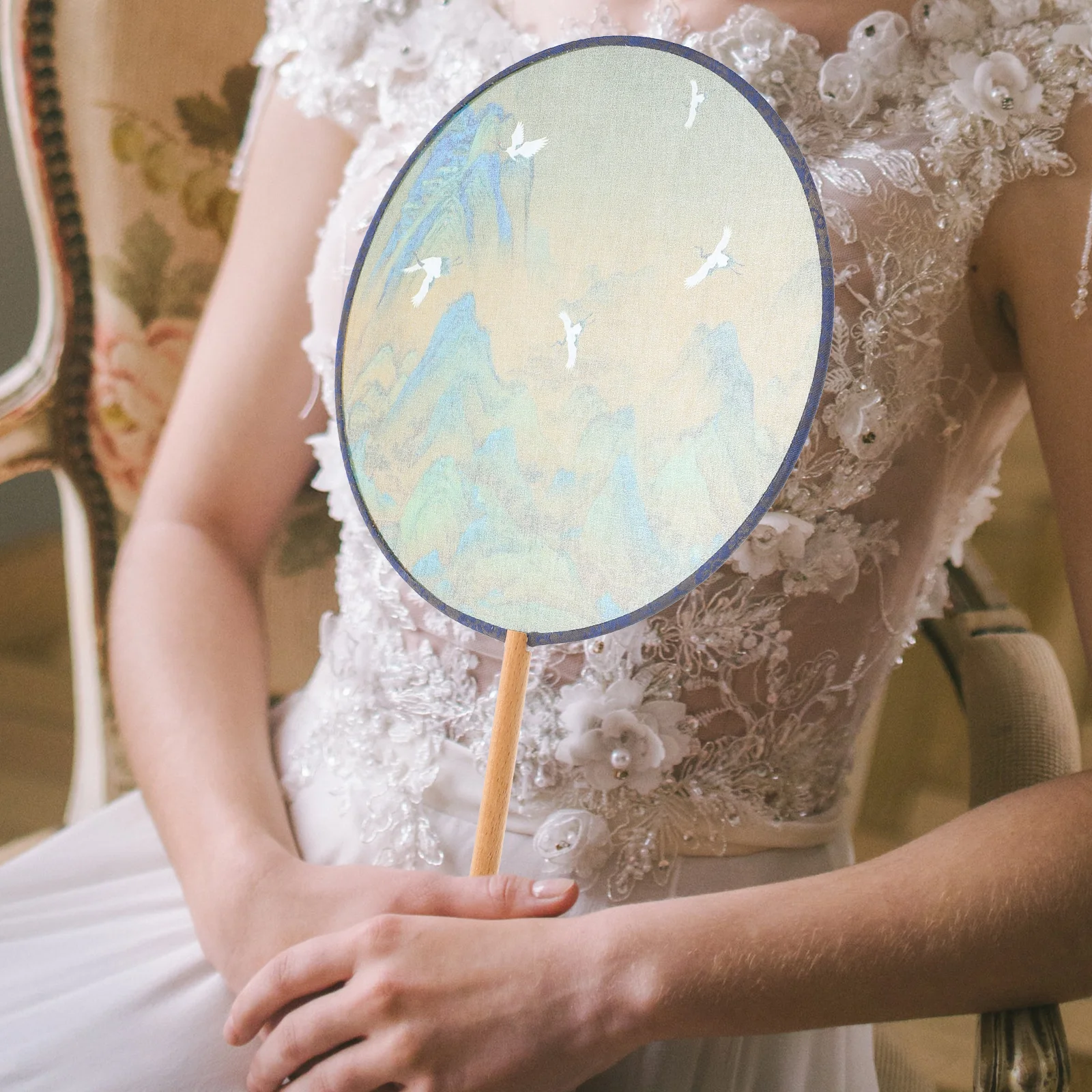 

Exquisite Chinese Style Hand Traditional Pattern Decorative Fan For Dance Performance Lightweight Portable Retro Fan Wedding