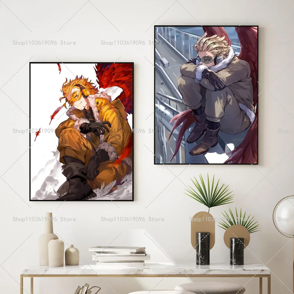 Anime My Hero Academia Hawks Classic Anime  Poster Self-adhesive Art Waterproof Paper Sticker Coffee House Bar Room Wall Decor