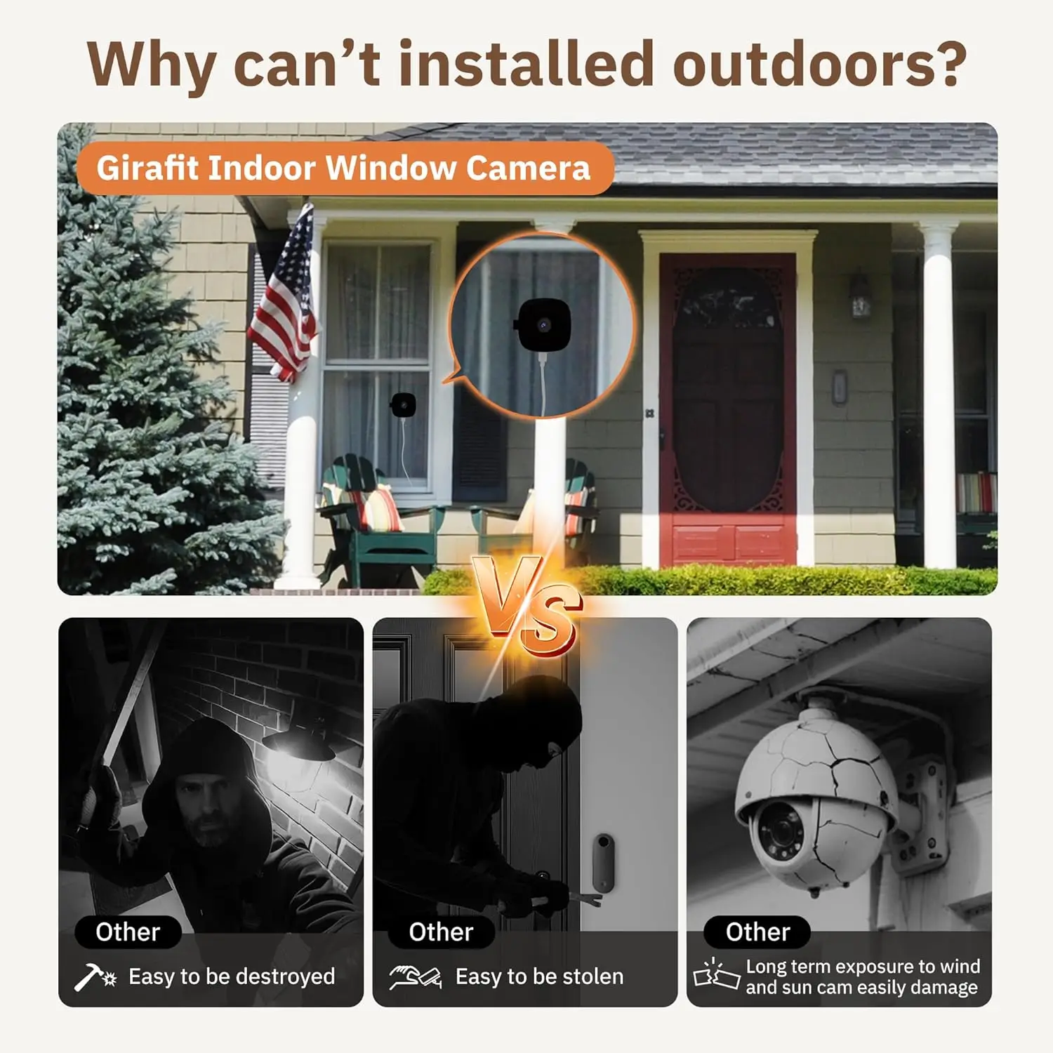 3MP 2K Indoor Security Camera, 2.4GHz/5GHz WiFi, Color Night Vision, Motion Detection, 24/7 Recording, Easy Install