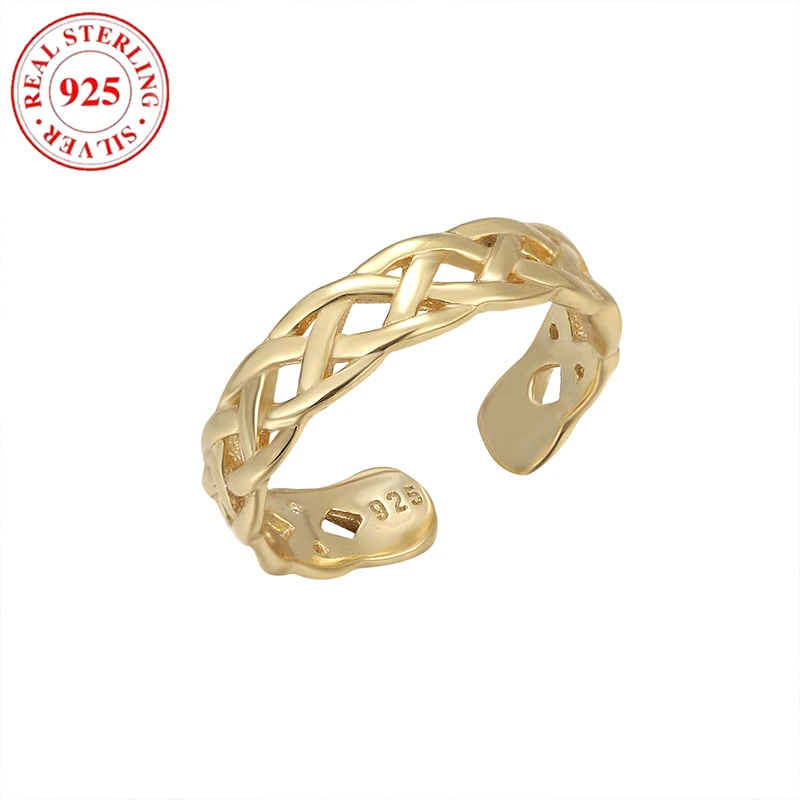 S925 Sterling Silver Celtic Knot Weave Cross Hollow Open Women's Toe Ring