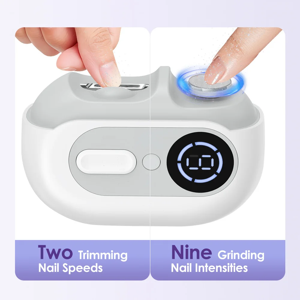 Electric Nail Scissors, Multi-functional Manicure Polishing Sharpener with Night Light, Children's Adult Household Nail Clippers