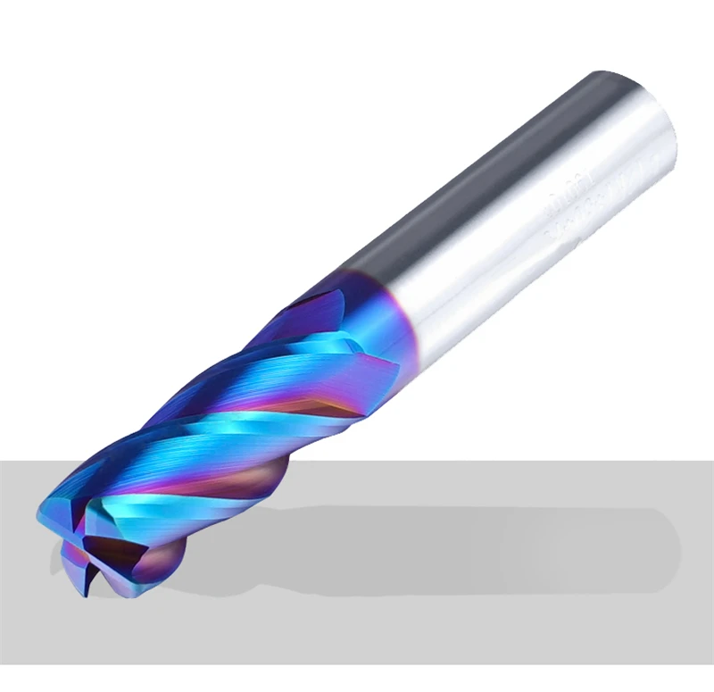 BEYOND Blue Nano HRC60 4 Flute Corner Radius End Mill 1pcs Solid Carbide Tungsten Steel Bull Nose 1-16mm R1 R2 Milling Cutter