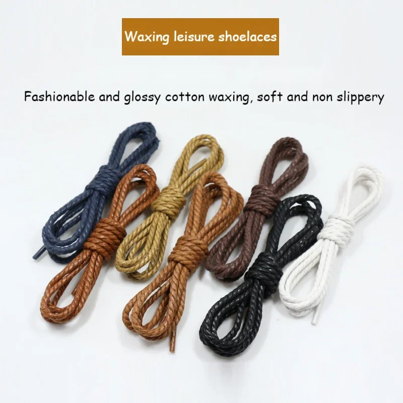 Waxed Shoeslaces for Women In Thick British Style Leather Shoes Boots Laces Round Black for Men Cotton Linen Fine Laces