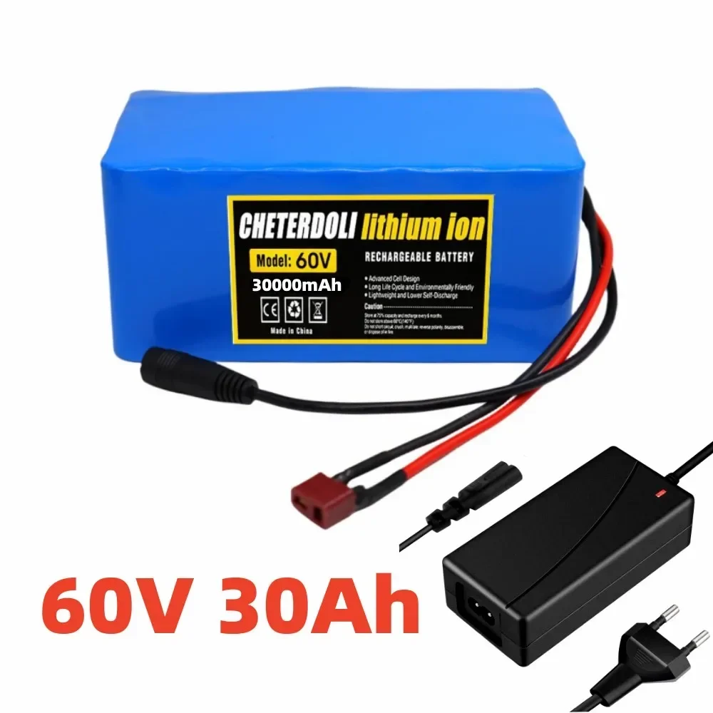 16S2P 60V 30Ah 18650 lithium-ion battery pack, suitable for 67.2V lithium-ion 30000mAh battery, built-in BMS 750W 1000W