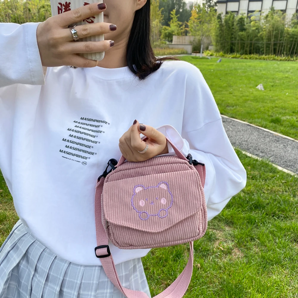 Corduroy Bear Crossbody Bag 3