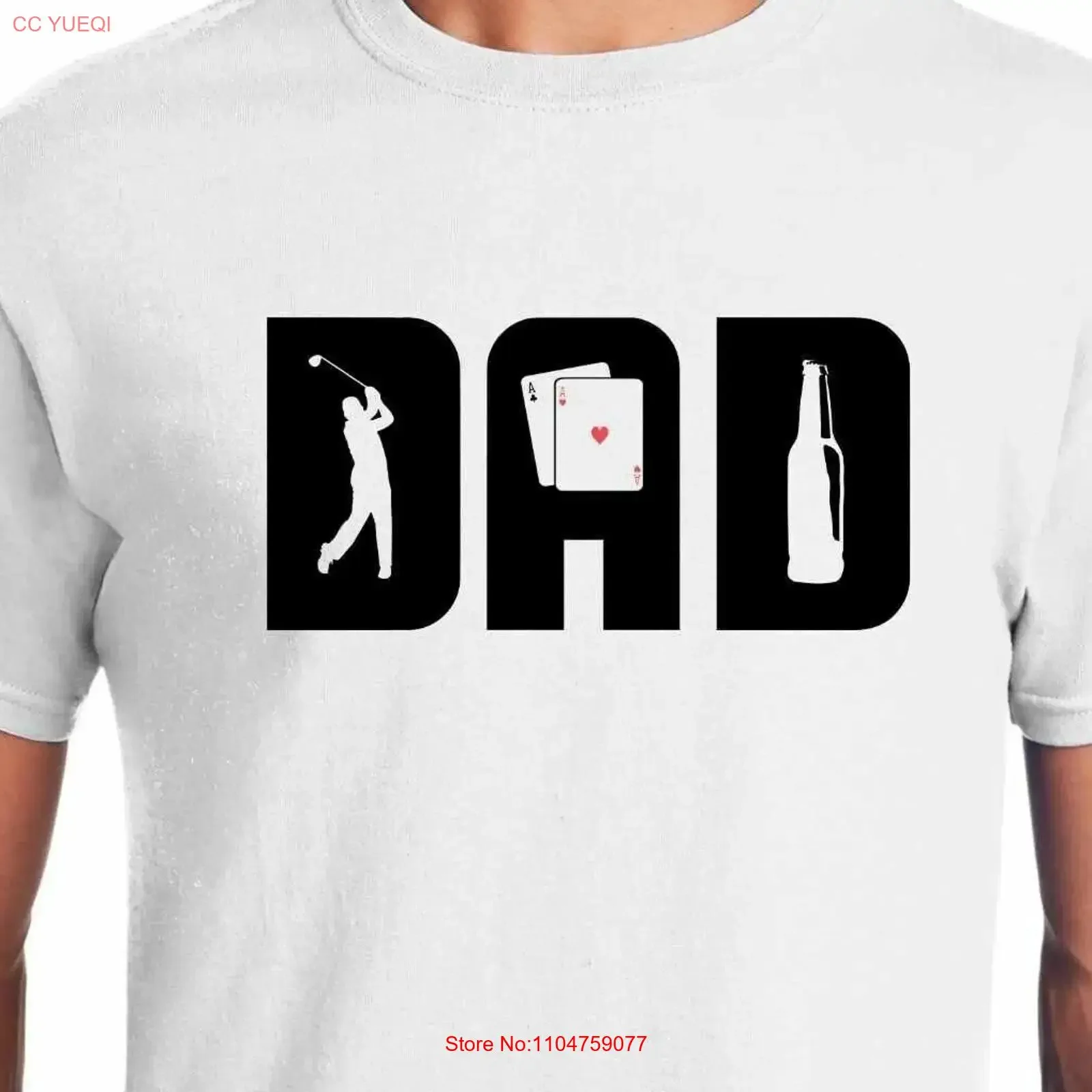 DAD cutout T shirt featuring Golfer Playing Cards and Beer favorite hobbies Golfing Poker Drinking Father's Day Sizes S 5XL