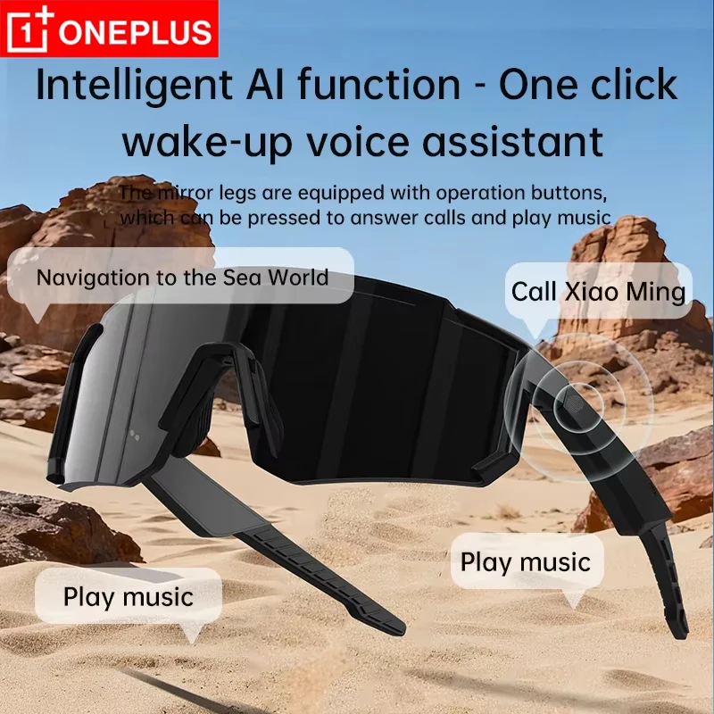 OnePlus AI Glasses Intelligent Glasses Earphones 2-in-1 Bluetooth Music Call Riding Windproof Goggles Black Technology Glasses