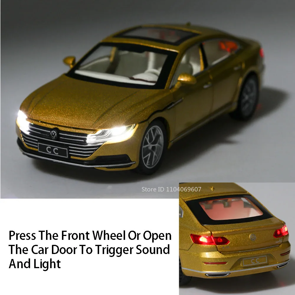 1:32 Volkswagen CC Miniatuur Auto Speelgoedmodellen Legering Diecast Geluid Licht 4 Deuren Geopend Trek Collectie Voertuigen voor Jongens Gift