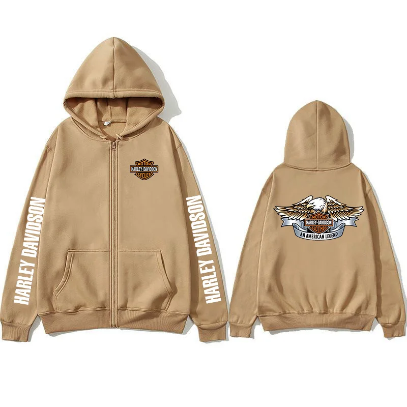 2026 Harley Davidson Motorrad-Kapuzenpullover Frühling Herren Bedruckter Reißverschluss-Hoodie Outdoor-Sport Lockerer Atmungsaktiver Damen-Mantel