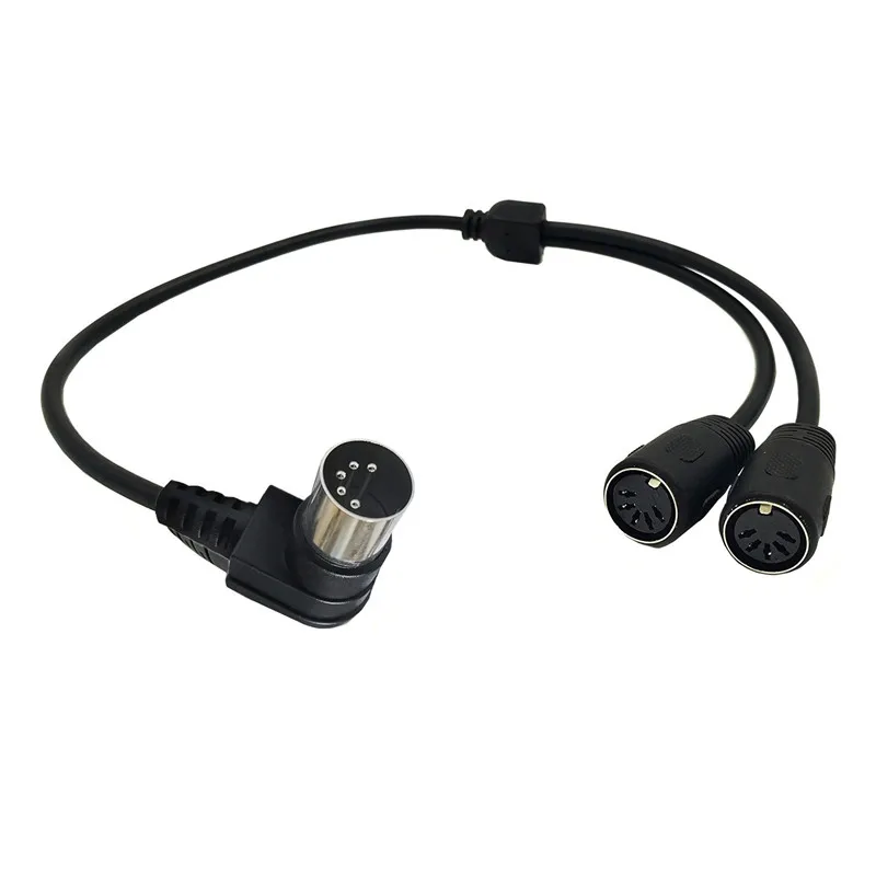 90 Degree Angled MIDI 5 Pin Din Male to Dual 2 x DIN 5Pin Female Extension Audio Cable Y Splitter 0.5m