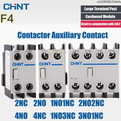 F4 CHINT Contactor de CA Bloques de contacto auxiliares F4-02 F4-22 F4-11 F4-13 CJX2 F4-20 2NC 2NO 1NO1NC 2NO2NC 4NO 4NC 1NO3NC 3NO1NC