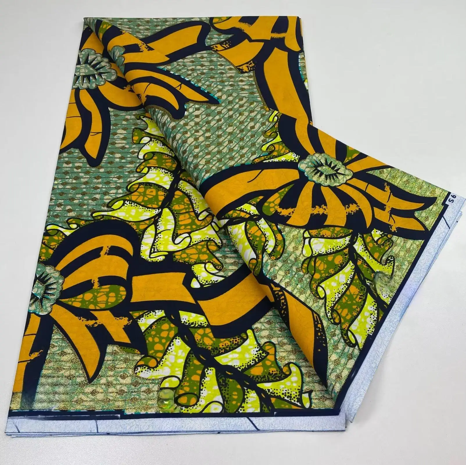 

Новинка 2026: Высококачественная хлопковая ткань батик с золотым принтом, блестящая, для женской одежды, 6 размеров, хит продаж