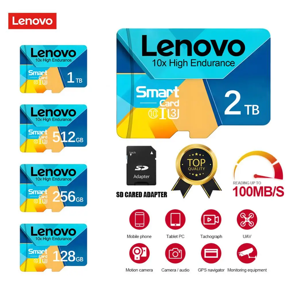 Lenovo Memory Card 2TB 1TB A2 Class10 Mini SD Card 512GB 256GB TF Flash Card 128GB For Nintendo Switch Phone Car Device Monitor