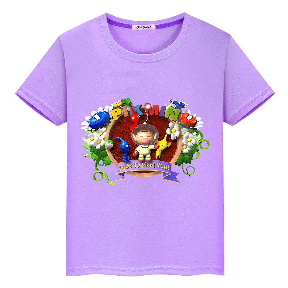 

kids clothes Pikmin Print 100%Cotton T-shirt cartoons anime Tees Cute Short Tops pride tshirt y2k one piece girl boys clothes