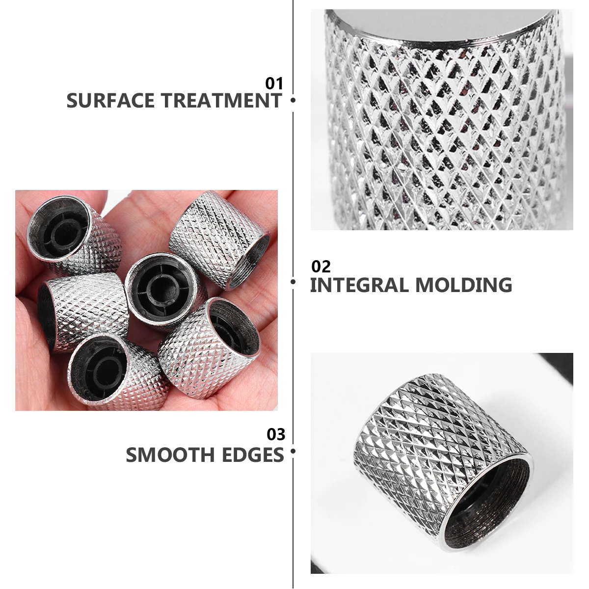 

6pcs Electric Guitar Knob Replacement Kit Flat Bass Metal Tone Upgrade for Guitar Amp Shaft Pots Durability Long Use