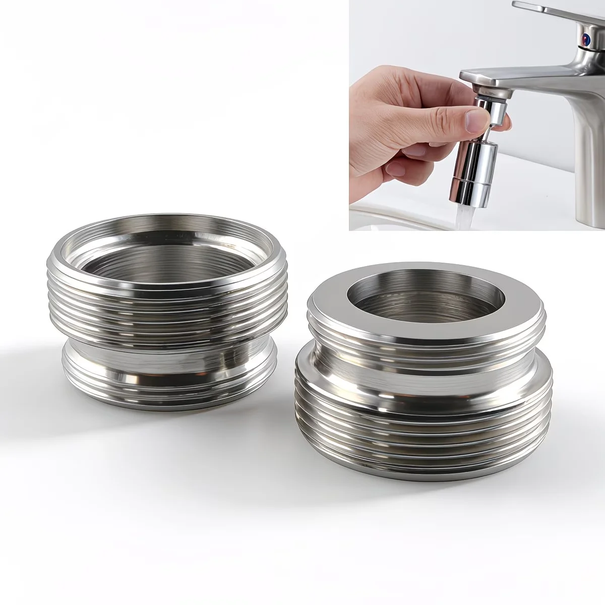

2pcs Leak-Proof Tap Adapter Set - M24 to M22 Conversion, Suitable for Kitchen Taps, Washbasins, Water Filters & Aerator