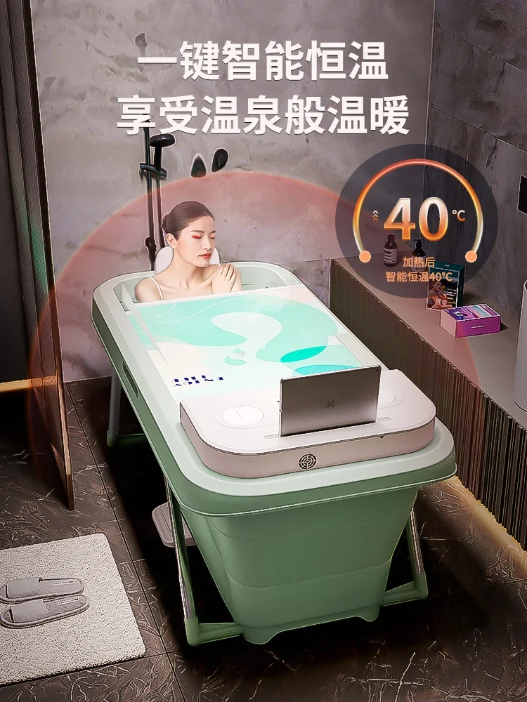 Constant temperature bubble bath bucket for adults foldable heating bathtub for adults to take a bath, whole body sauna,