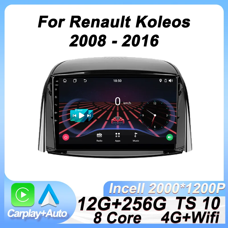 

Car Multimedia Radio Player For Renault Koleos 2008 - 2016 Carplay Android Auto Intelligent System Navigation GPS 8 Core RDS DSP