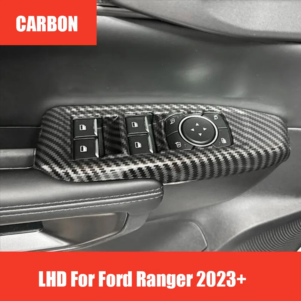 

LHD Carbon For Ford Ranger 2023 2024 Interior Accessories Car Door Window Glass Lift Control Switch Panel Cover Trim