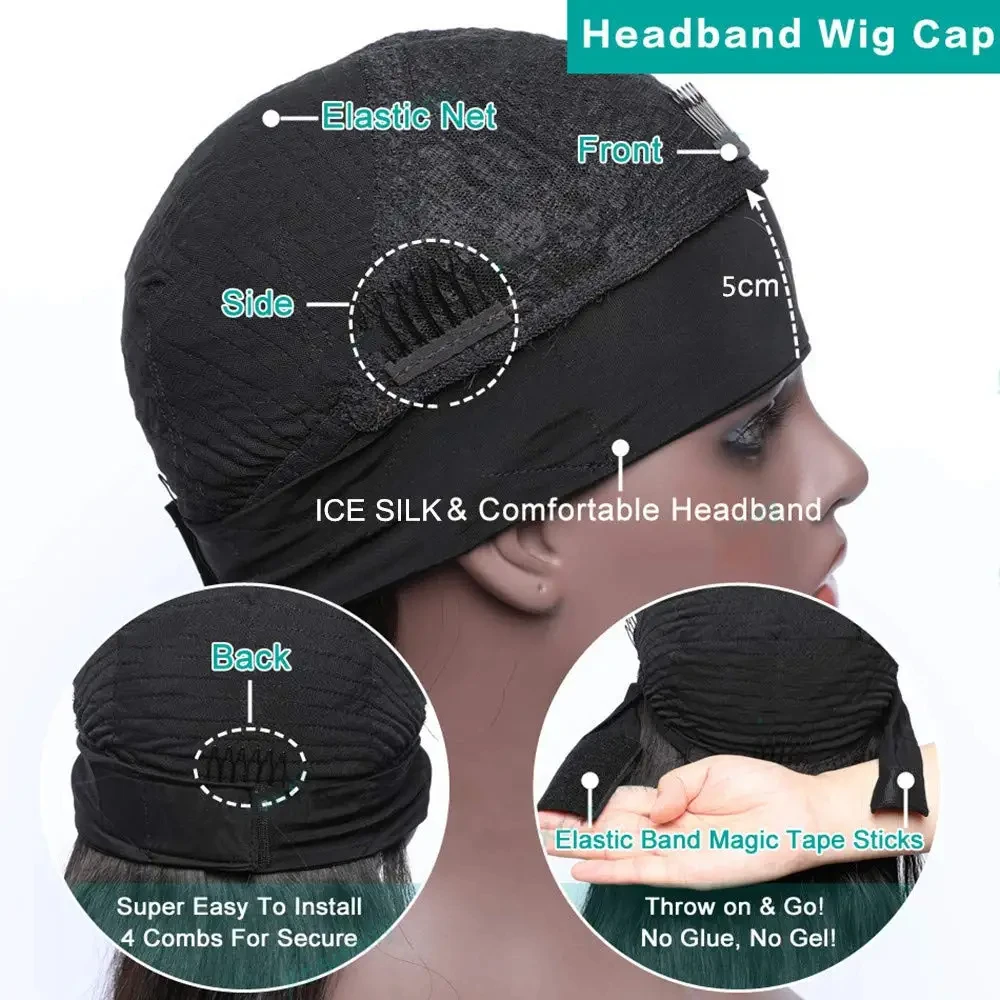 Women\'s Headband Wig Human Hair Straight Brazilian Wigs For Black Women Remy Full Machine Made Fast Delivery